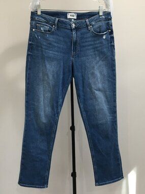 PAIGE Eiffel Wash Distressed BRIGETTE 5 Pocket Logo Hardware Jeans